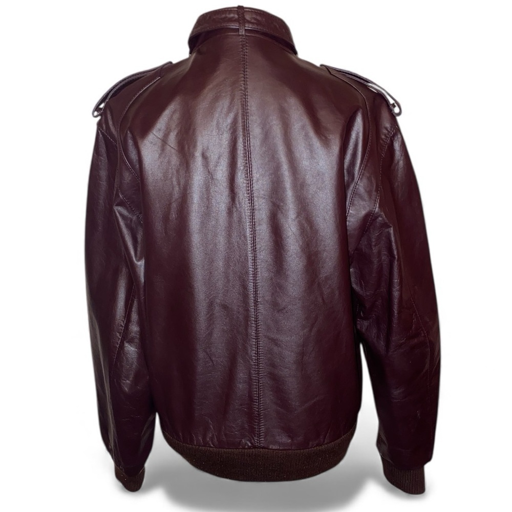 MEMBERS ONLY Iconic Racer Motorcycle Jacket Gen Leather Vintage 80s Brown SZ 38 - Picture 3 of 7